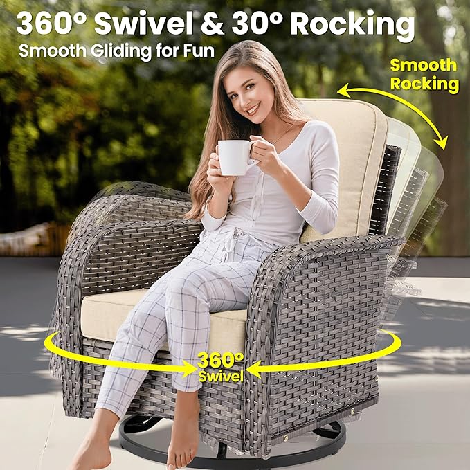 ovios 7 Pieces Patio Furniture Set, Outdoor Wicker Sofa Couch - Image 4