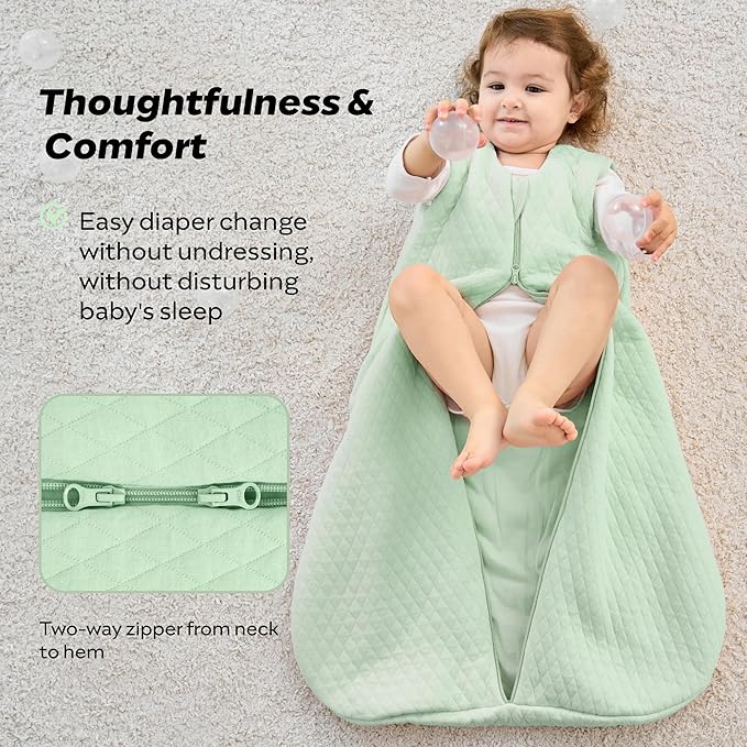 JELLYMONI Baby Sleep Sack TOG 2.5, 12-18 Months Winter Baby Wearable Blanket, 100% Cotton Infant Sleeping Sack 2-Way Zipper Warm Quilted Sleepsack