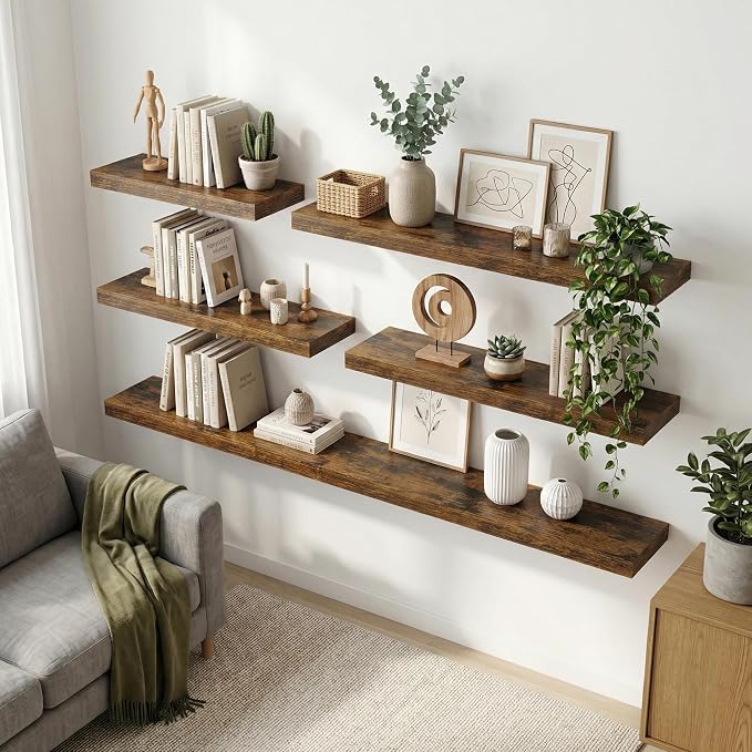 12 inch Deep Floating Shelves for Wall, 48 inch Wide Engineered Wood Wall - Image 3
