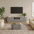 Fluted TV Stand and Coffee Table Set of 2, 86.6'' TV Console by ukaocai