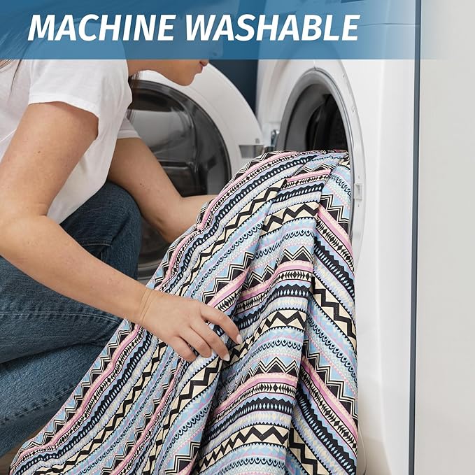 Picnic Blankets Extra Large Outdoor - Beach Blanket Waterproof Sandproof with Shoulder Strap, Machine Washable, Picnic Mat with Stakes for Grass Concert, Park.BohoGeometry