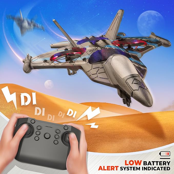 BEZGAR Drones for Kids | 2.4GHZ RC Plane, Remote Control Airplane, RC Helicopter, 360° Flip Fighter Jet Toy, Toys for ages 8-13 with Colorful LED Navigation Lights Blue