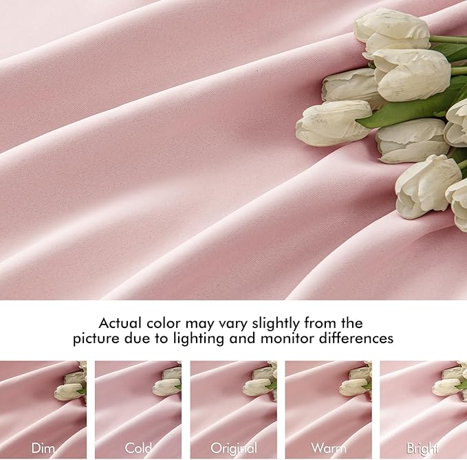 MIULEE Baby Pink Back Tab Blackout Curtains 96 Inch Long 2 Panels Set for Living Room Bedroom, Rod Pocket/Pinch Pleated Long Thermal Insulated Room Darkening Light Blocking Floor to Ceiling Drapes