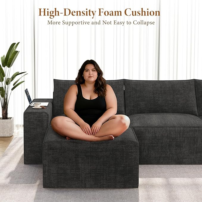 Vesgantti 114" Modular Sectional Boneless Couch, Modern 3 Seater Sofa - Image 4