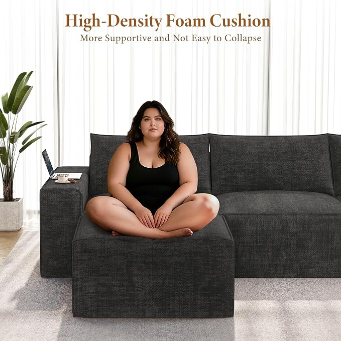 Vesgantti 114" Modular Sectional Boneless Couch, Modern 3 Seater Sofa - Image 4