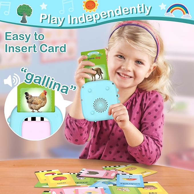 Pocket Speech Therapy Toys for 1 2 3 4 5 Years, Bilingual Spanish English 224 Sight Words Toddler Flash Cards Preschool Learning materialsToy, Montessori Autism Sensory Toys, Birthday Gifts for Boys