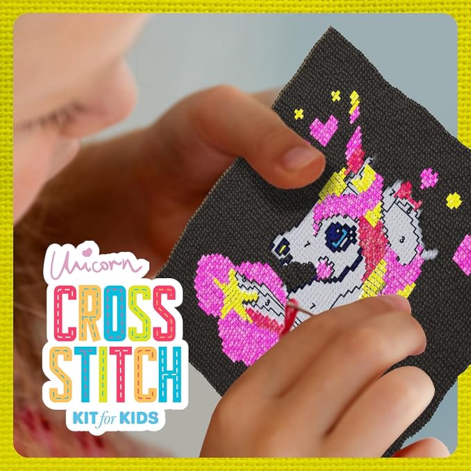 Dan&Darci Unicorn Cross Stitch Kit for Kids - Fun Crafts for Girls 8-12 - 9 Year Old Girl Birthday Gifts - Embroidery Kits for Beginners - Craft for Ages 8-12, 10-12 - Gift for 8-12 Year Old