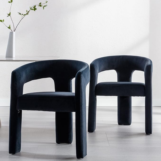 RIVOVA Modern Barrel Dining Chairs Set of 4, Velvet Upholstered Accent Side - Image 7