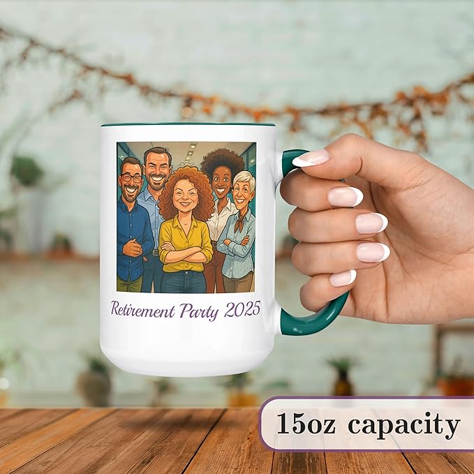 Personalized Coffee Mug, Custom Photo Caricature Gift, Funny Customized Coffee Gift for Men & Women, Custom Mugs with Pictures, Green 15oz Father's Day Mug