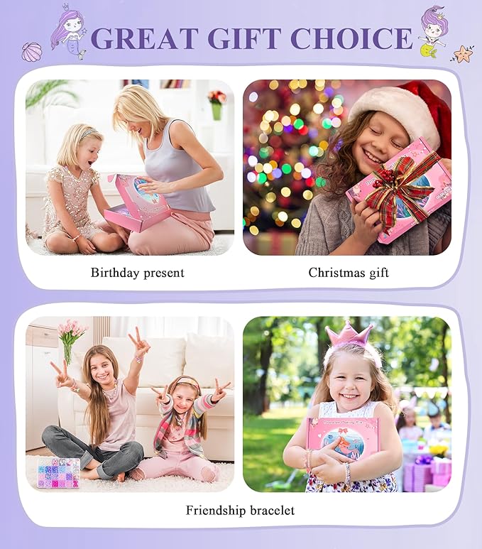 DUDUCOFU 900Pcs Mermaid Bracelet Making Kit for Girls Kids Charm DIY Beads for Jewelry Making, Friendship Bracelet Kit with Ocean Pearl Shell Butterfly Beads for Bracelet Necklace Making