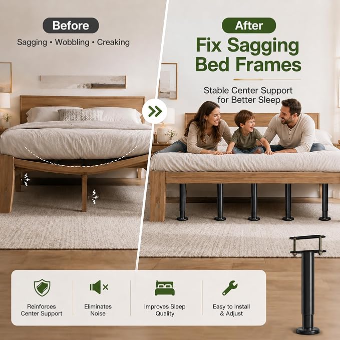 4Pcs Bed Frame Support Leg, Adjustable Height 5"-8.6", Extra Sturdy Steel Bed - Image 3