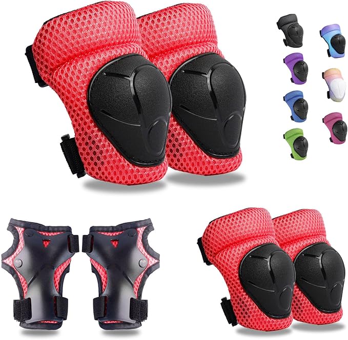 Knee Pads Elbow Pads Wrist Guards Set for Kids,Upgraded Protective Gear for Toddle 4-12 Boys or Girls Children Roller Skating Scooter Skateboarding Bike Roller Blade