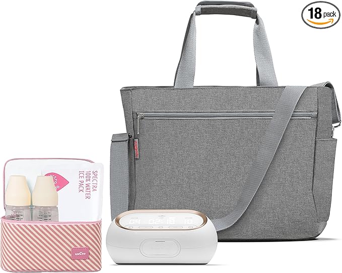 Spectra - Synergy Gold Portable - Dual Adjustable Electric Breast Milk Pump with Tote Bag, Breast Milk Bottles and Cooler for Baby Feeding