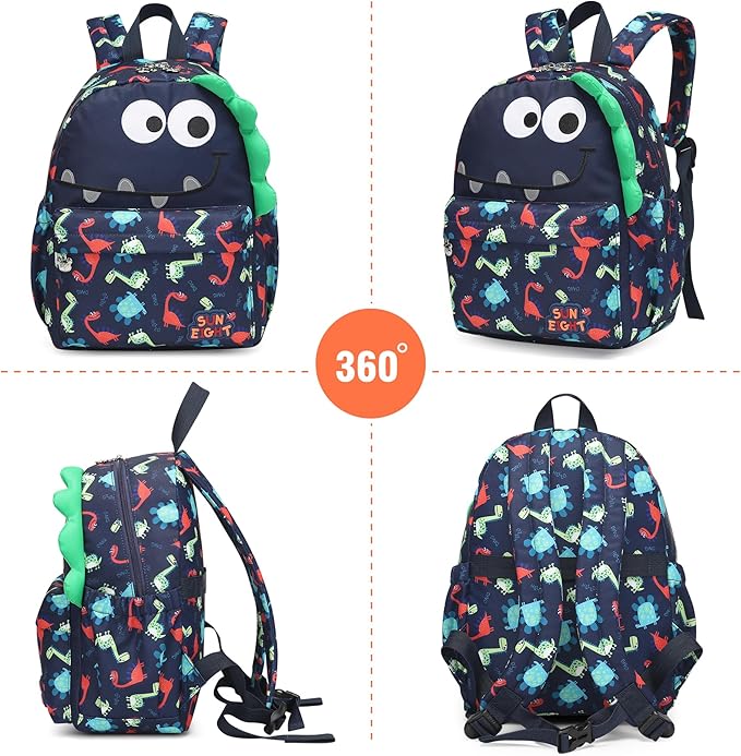Toddler Backpack Waterproof 3D Little Dinosaur Design-Cute Animal Cartoon Unisex Mini for School Travel Daycare-Lightweight Kids Backpack for Boys & Girls Ages 1-5 Years