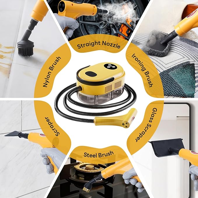 Handheld Steam Cleaner, 10s Fast Handheld Heating Steamer for Cleaning 15-in-1 High Pressure Steam Cleaner for Home & Kitchen, Grease, Grout, Tile,Floor,Couch and Car