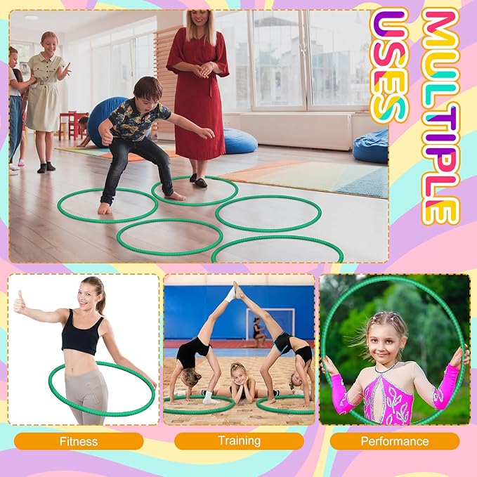 Shappy 6 Pcs Exercise Hoop Detachable Adjustable Plastic Toy Playground Toys Colored Hoop Circles for Teens Games Gymnastics Dog Agility Equipment Party Decor
