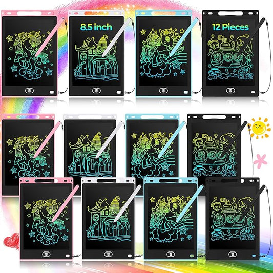 Tinlade 12 Pack LCD Writing Drawing Tablets 8.5 Inch Bulk Colorful Doodle Board Erasable Electronic Painting Drawing Pads Learning Toy Gifts for Kids Boys Girls(Pink, Light Blue, White, Black)