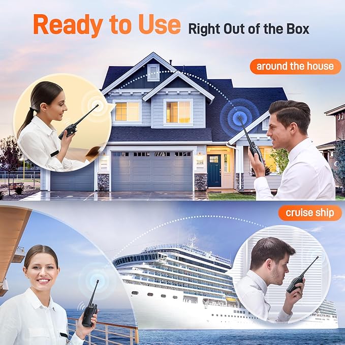 Rechargeable Long Range Two-Way Radios with Earpiece 2 Pack Arcshell AR-5 Walkie Talkies Li-ion Battery and Charger Included