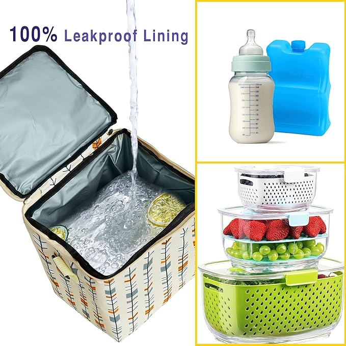 Breastmilk Cooler Bag with Ice Pack Fits 4 Baby Bottles Up to 9 Ounce Insulated Baby Bottle Bag Breast Milk Cooler on The Go with Strap Baby Bottle Cooler Bag for Nursing Mom Daycare or Travel