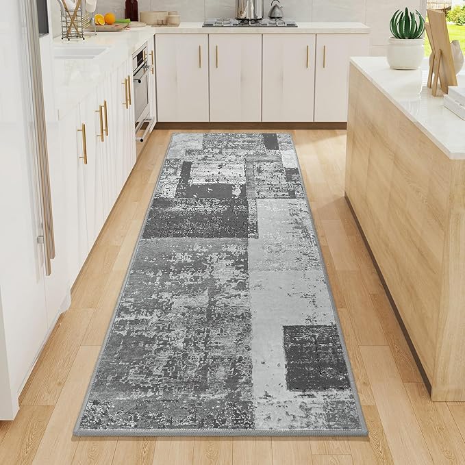 LOCHAS Washable Runner Rugs for Hallway, 2x6 Non Sip Soft Rug for Bedroom Entryway Kitchen Laundry Room, Long Abstract Carpet for Indoor Floor Bedside, Geometric Vintage Home Decor, Pet & kid Friendly