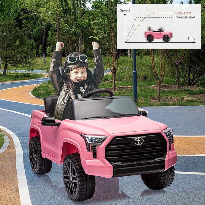 Electric Car for Kids, Licensed Toyota Tundra 12V Electric Truck, Off-Road Kids Car w/Remote, Spring Suspension & 3 Speeds, LED Headlights, Ride-On Toys for Boys/Girls