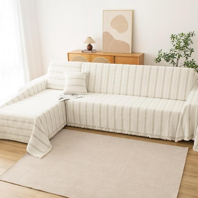 Boho Sofa Covers for 2 Cushion Couch, Chenille Sofa Slipcover for Pets Washable - Image 5