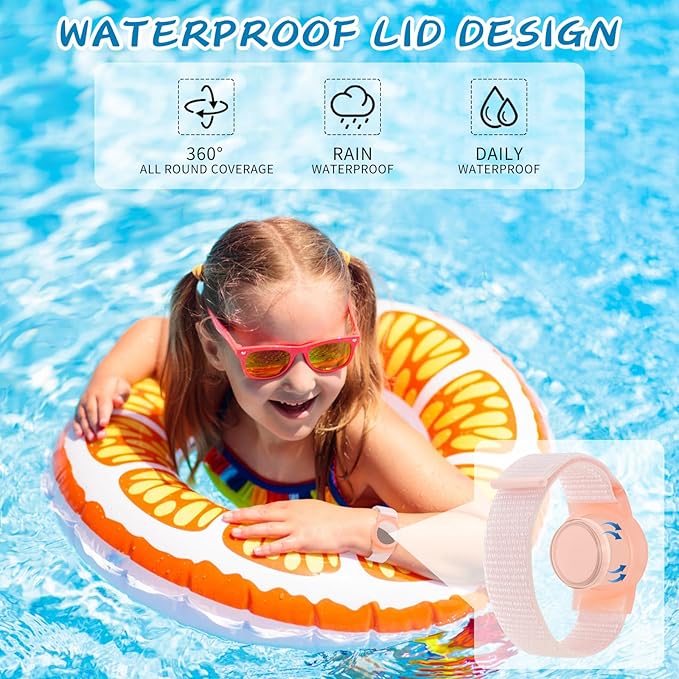 Waterproof Air Tag Bracelet for Kids (2 Pack), Soft Nylon Hidden Air Tag Wristband Full Cover Lightweight GPS Tracker Holder Compatible with Apple AirTag Band for Toddler Child (Light Rainbow/Pink)