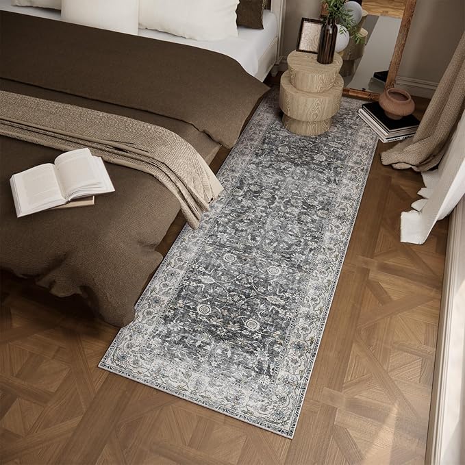 Runner Rug Washable Kitchen Runner: 2'x 6' Hallway Runner Rugs Stain Resistant Non Slip Low Pile Soft Boho Carpet Runners for Hallways Bedroom Entryway Indoor Beside Bathroom Laundry Room