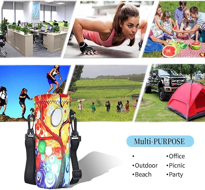 AUPET Water Bottle Sling Bag Carrier Crossbody Sleeve,Insulated Neoprene Bottle Case Holder Pouch Cover 500ML/17oz with Shoulder Strap for Walking Women Men