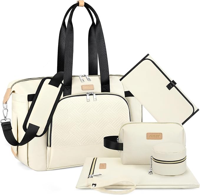 ITIEZY Diaper Bag Tote for Baby - Large Mommy Bag with Portable Changing Pad Pacifier Case, Hospital Bags Travel Baby Bag