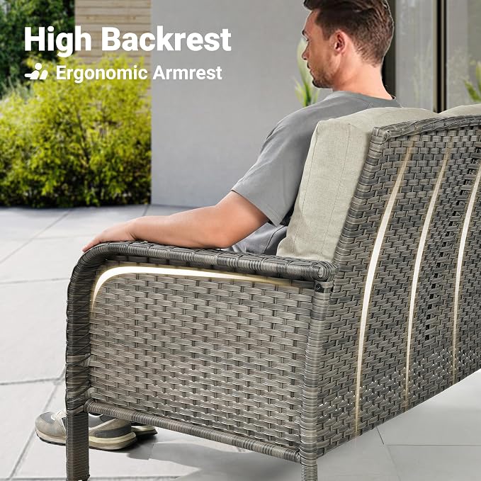ovios 2-Piece Patio Furniture Set, Outdoor Wicker Sofa - Image 2