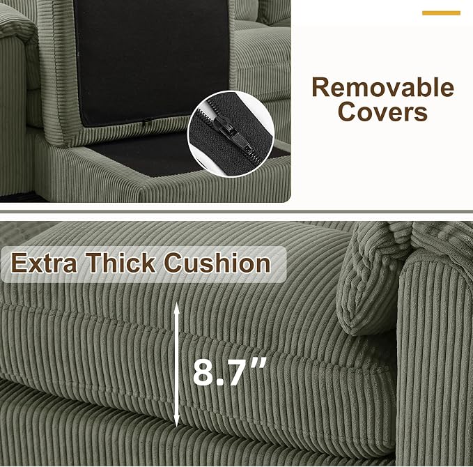 HAOMARKETS Corduroy Sofa Set, Upholstered Armchair and 3-Seater Couch - Image 6