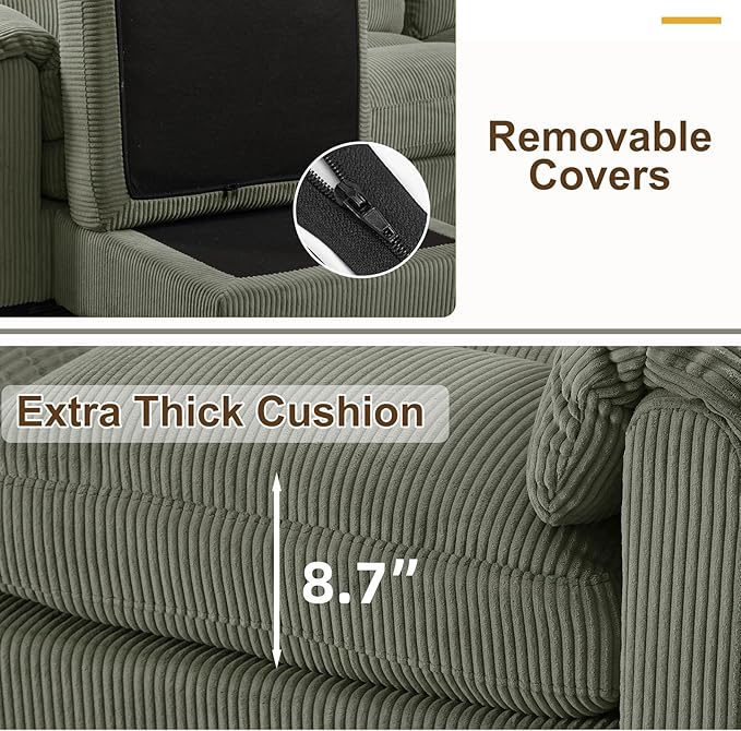 HAOMARKETS Corduroy Sofa Set, Upholstered Armchair - Image 6