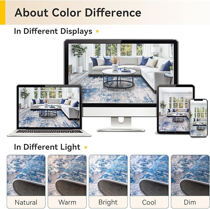 RELEANY Washable Area Rugs 3x6 Non-Slip Modern Abstract Soft - Image 9