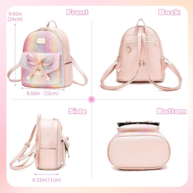 I IHAYNER Girls Bowknot Cute Leather Backpack Mini Backpack Purse for Women