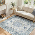 RELEANY Area Rugs 4'x6' Washable Non-Slip, Floral Vintage Distress Print by RELEANY
