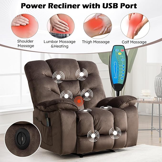 HAOMARKETS 3 Pieces Recliner Sofa Furniture Set, Include 2 Power Recliner Chairs - Image 3