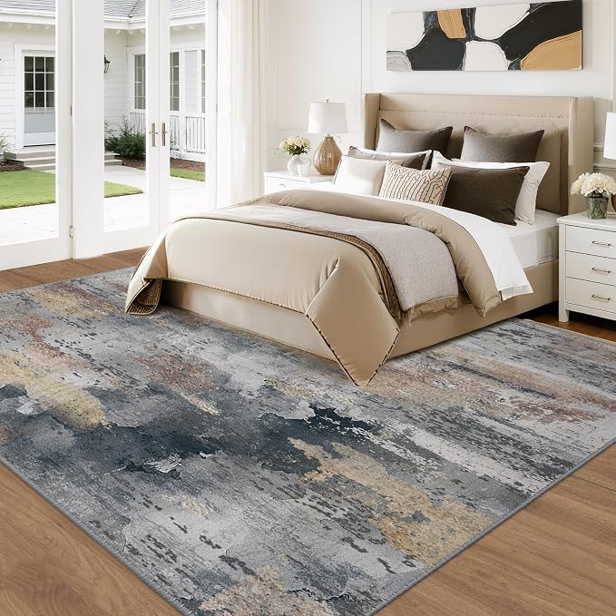 RELEANY Washable Area Rugs 8'x10' Non-Slip Modern Abstract Soft - Image 3
