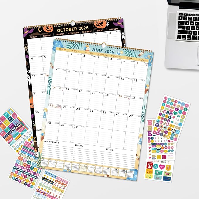 Wall Calendar 2025-2026 Large with Spiral Bound, 18 Month Big Calendar from Jul 2025 to Dec 2026, Vertical Large Monthly Desk Calendar 2025-2026 for Wall, Calendario 2026 (17"x22")
