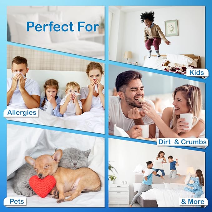 National Allergy Superior 100% Cotton King Mattress Protector Zippered - 78" x 80" x 12" - Hypoallergenic Bed Encasement - Breathable Dust Proof Cover - AAFA & Oeko-TEX Standard 100 Certified