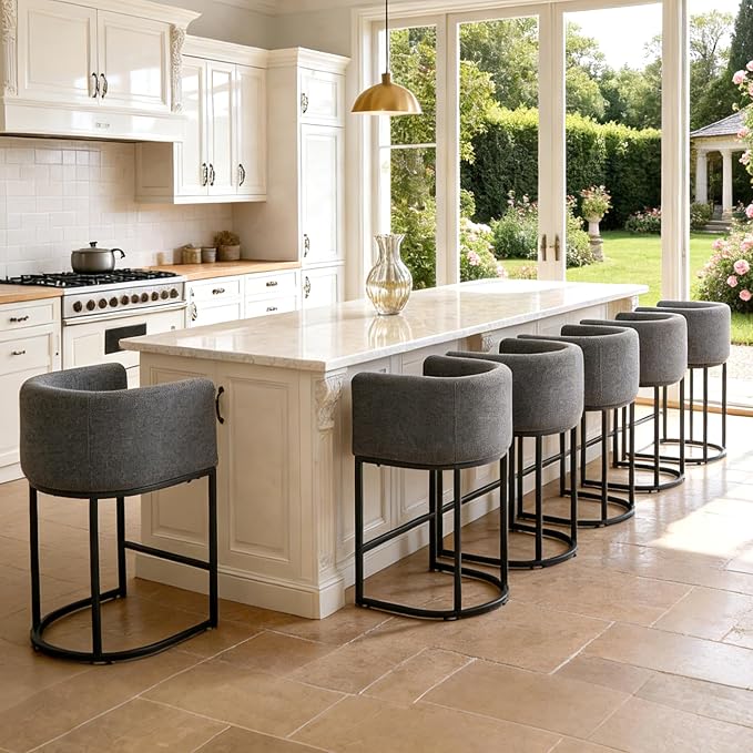 ClinQ 26" H Counter Height Bar Stools Set of 1, Modern Barrel Counter Stools - Image 8
