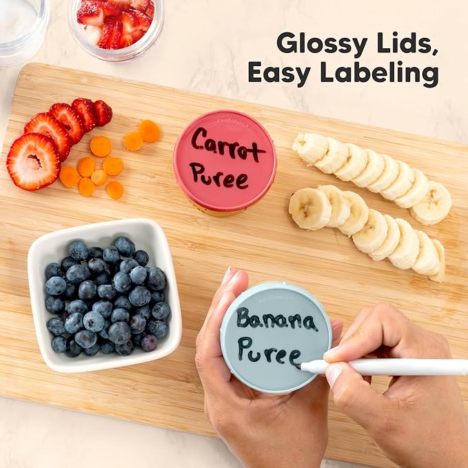 KeaBabies 4pk 8oz Glass Baby Food Containers with Lids - Leak-Proof, Microwavable Small Glass Jars, Baby Purees & Toddler Snack Storage Containers, BPA-Free, Dishwasher & Freezer Safe (Kea)