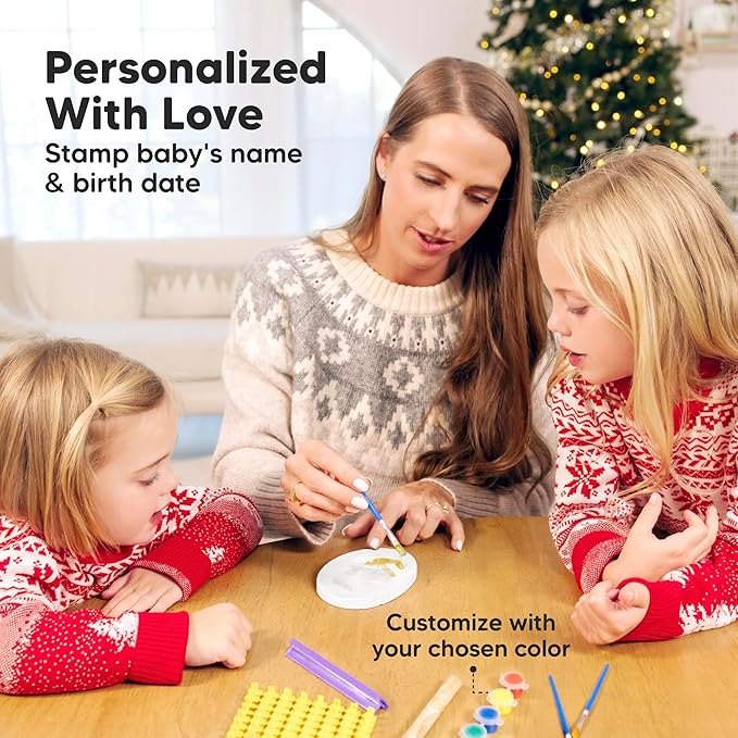 Baby Hand and Footprint Kit Girls, Boys - Personalized Baby Footprint Ornament Kit, Newborn Keepsake Gifts for New Mom, Easy to Use Handprint Makers, Cute Shower Gifts (Multi-Colored)