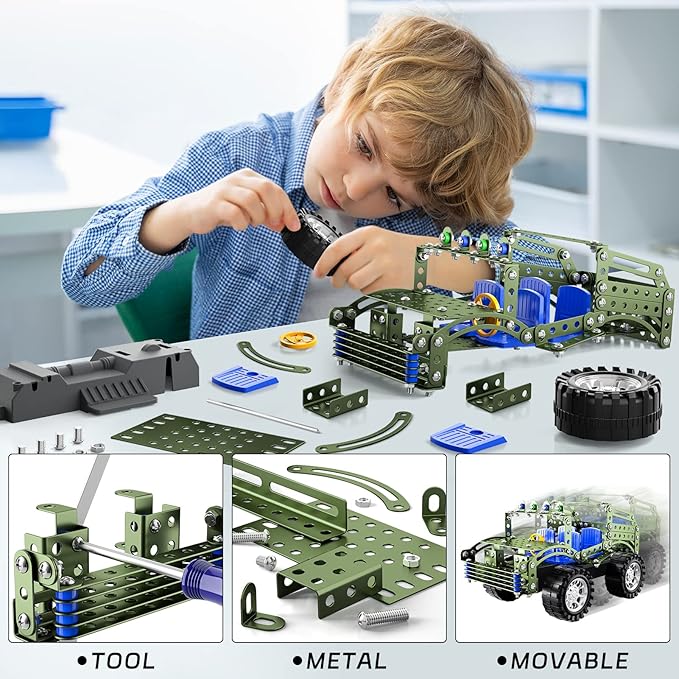 Lucky Doug Building Toys Model Truck Set - STEM Project for Kids Ages 8-12, Assembly Model Car Kits Toys for Kids Boys 8 9 10 11 Years Old