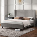 HOWE Queen Size Bed Frame with 50.8" Tall Wingback Headboard, Modern Corduroy by HOWE