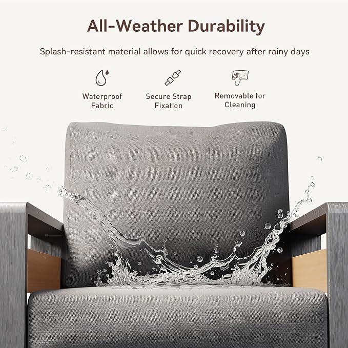 Aoxun Aluminum Patio Furniture Set, 5 Seats Sectional Metal Patio Furniture - Image 6
