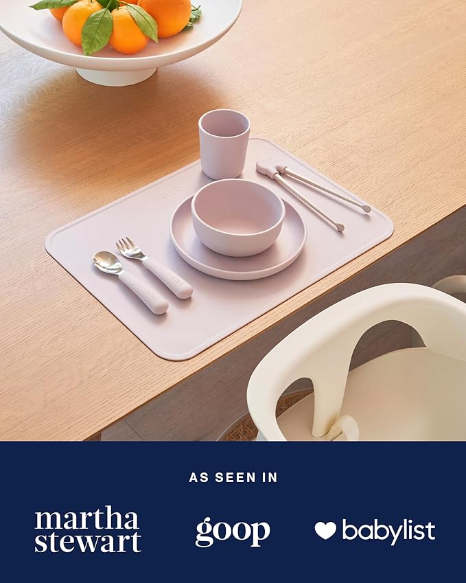 Lalo Utensils - Toddler Fork and Spoon Set - Stainless Steel and Silicone Ergonomic Toddler Utensils - Children Safe Flatware Set - 2 Pieces - Lavender