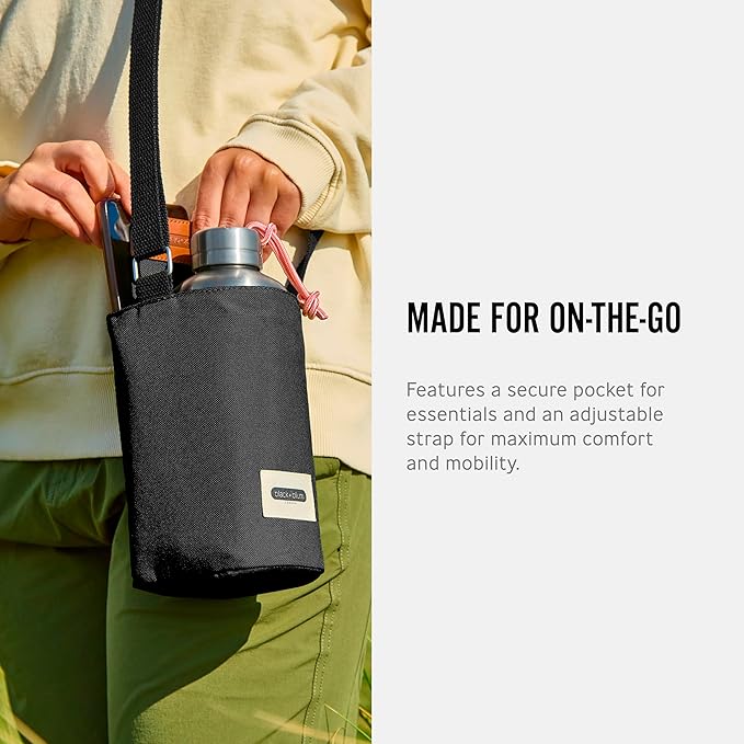 BLACK + BLUM Insulated Bottle Bag - For Adults and Kids - Made with Recycled PET and BPA Free - Bottle Bag for On The Go, Black
