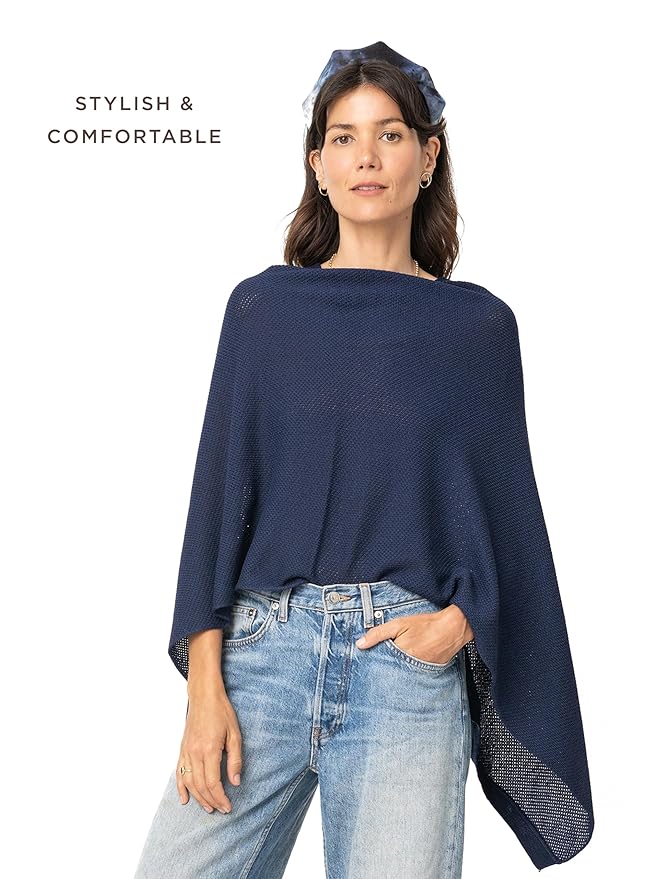 We are Amma | The Cocoon™ - Newborn Essentials Must Haves: Nursing Cover for Breast Feeding Essentials | Nursing Sweater Used as Breastfeeding Cover (Navy, One Size)