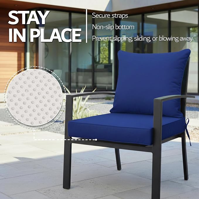19x19 Inch Patio Chair Cushions Set of 2, Outdoor Furniture Cushions - Image 5